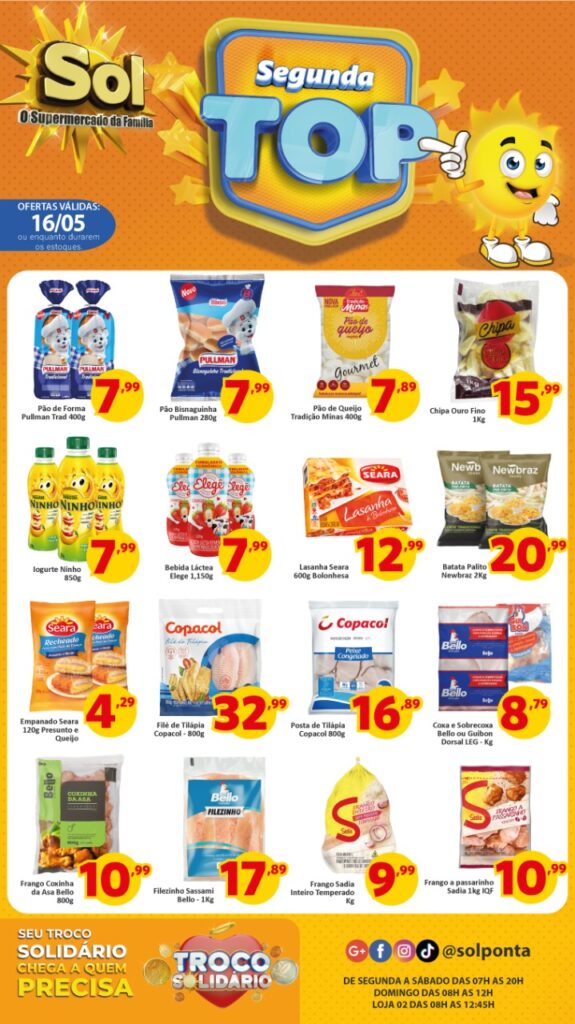 Supermercado Sol e as ofertas da segunda top
