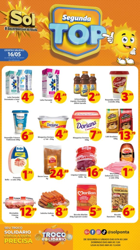 Supermercado Sol e as ofertas da segunda top