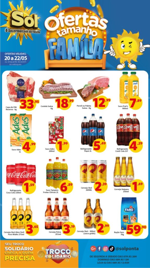 Supermercado Sol e as ofertas tamanho família