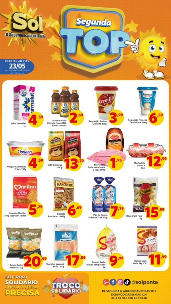 Supermercado Sol e as ofertas da segunda top