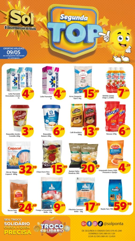Supermercado Sol e as ofertas da segunda top