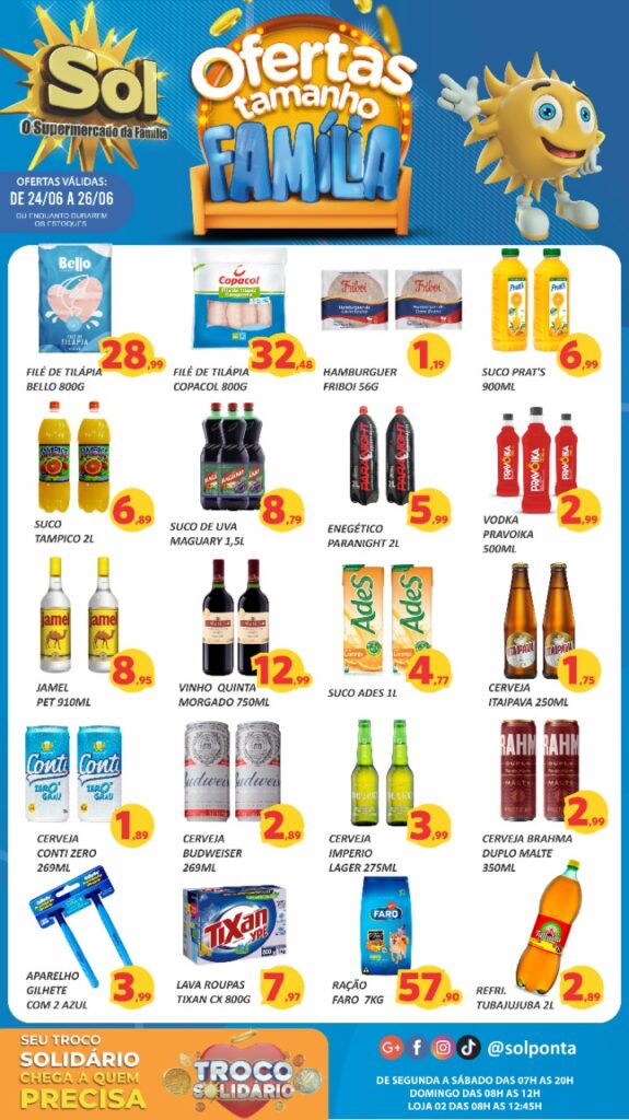 Supermercado Sol e as ofertas tamanho família