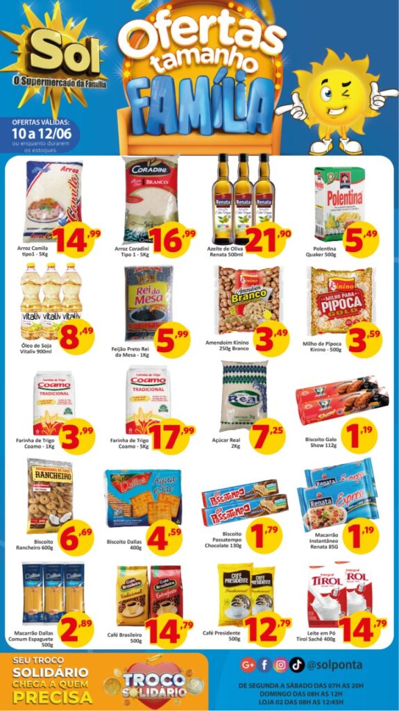 Supermercado Sol e as ofertas tamanho família