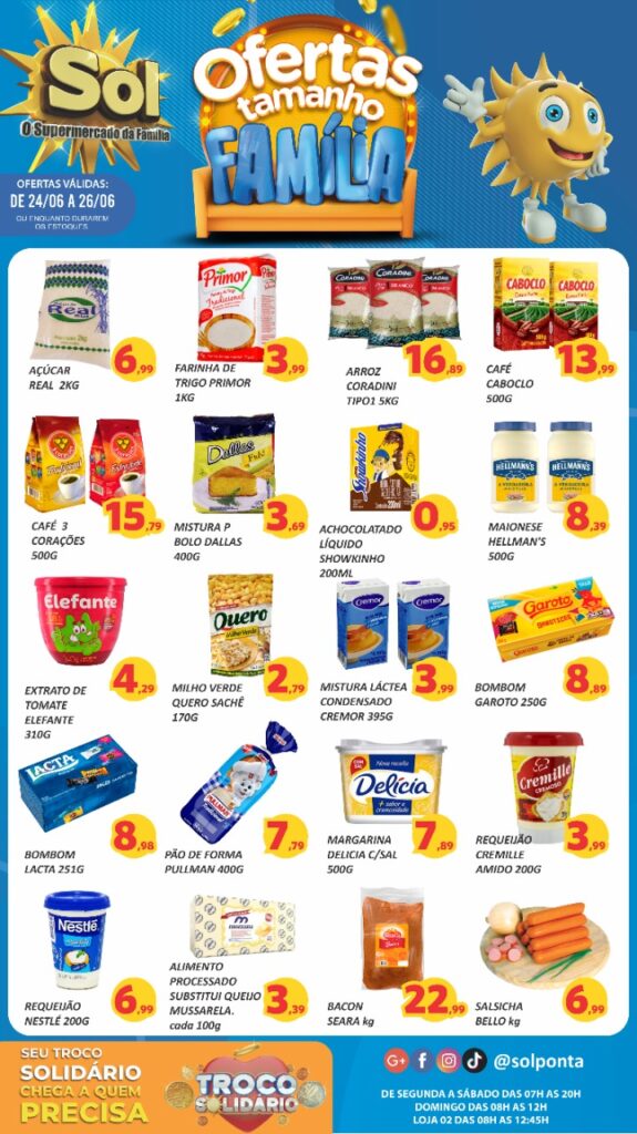 Supermercado Sol e as ofertas tamanho família