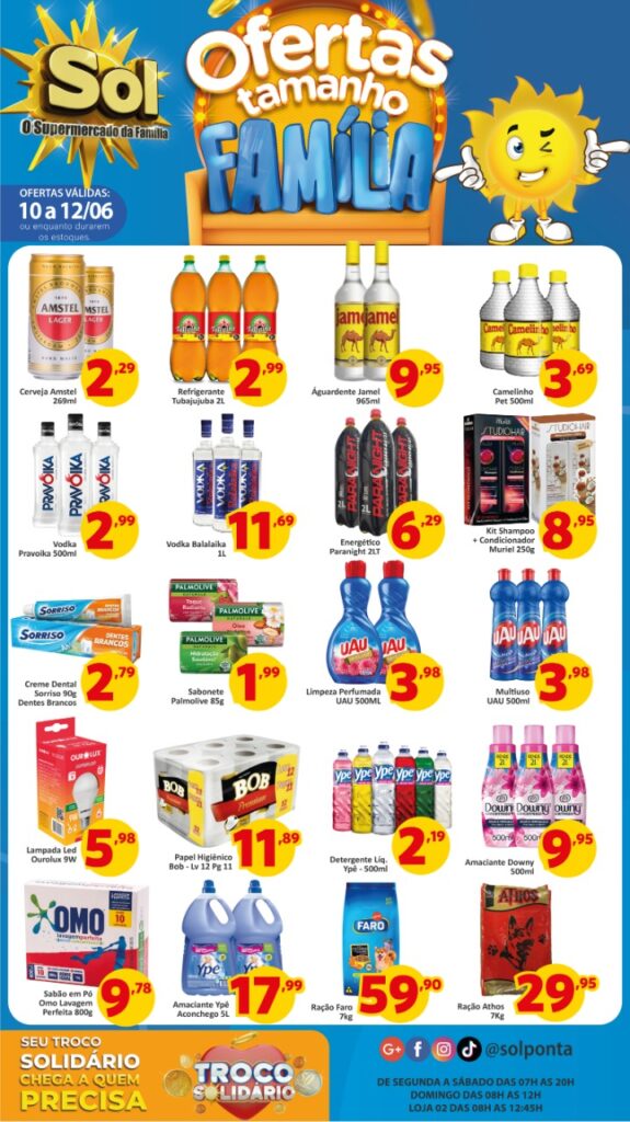 Supermercado Sol e as ofertas tamanho família