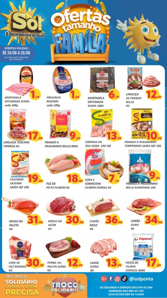 Supermercado Sol e as ofertas tamanho família