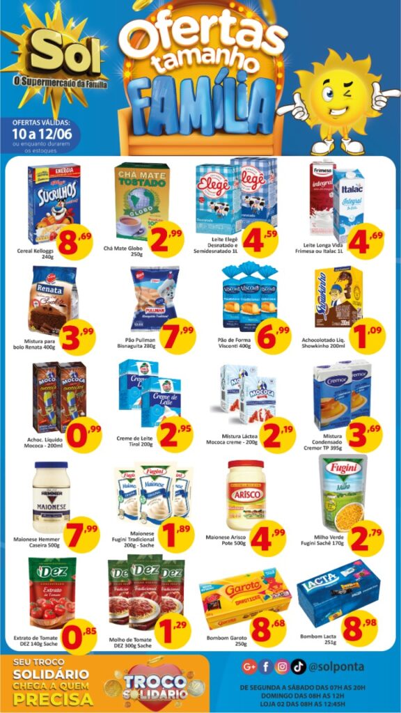 Supermercado Sol e as ofertas tamanho família