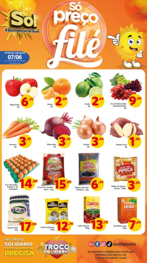 Supermercado Sol e as ofertas da Terça Só Preço Filé
