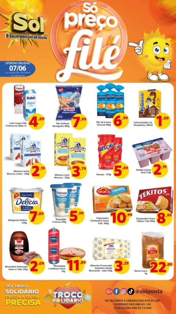 Supermercado Sol e as ofertas da Terça Só Preço Filé