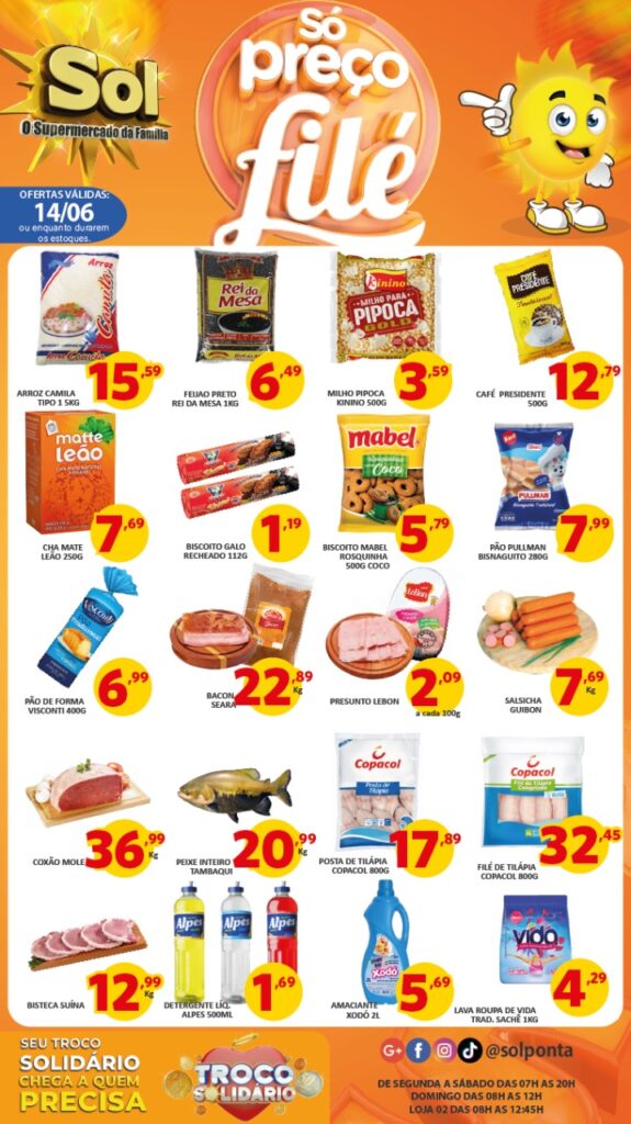Supermercado Sol e as ofertas da terça só preços filé
