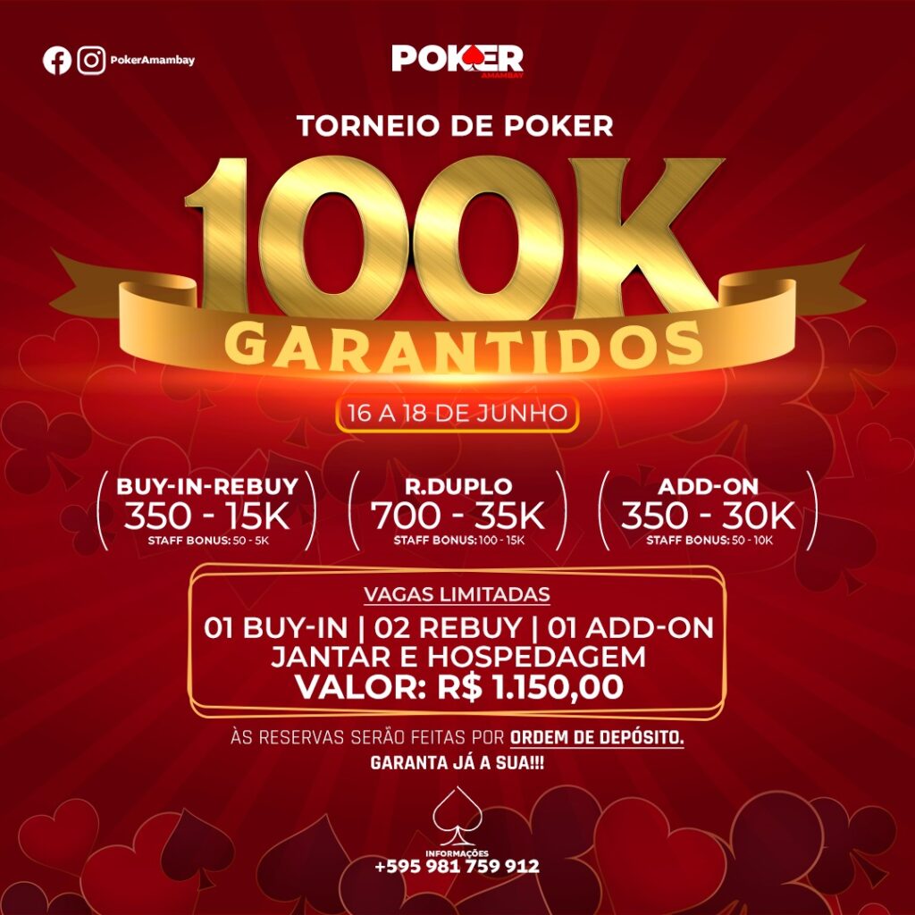 Fronteira: Começa nesta quinta-feira, mais um Torneio de Poker 100k no ‘Hotel Casino Amambay’ Fronteira: Começa nesta quinta-feira, mais um Torneio de Poker 100k no ‘Hotel Casino Amambay’