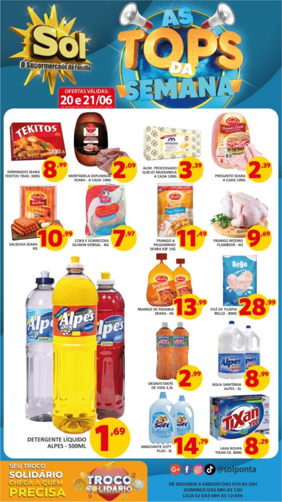 Supermercado Sol e as ofertas para segunda e terça-feira