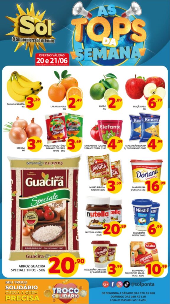 Supermercado Sol e as ofertas para segunda e terça-feira