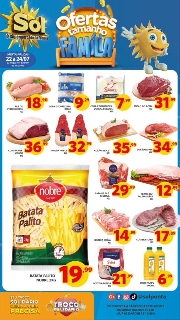 Supermercado Sol e as ofertas tamanho família