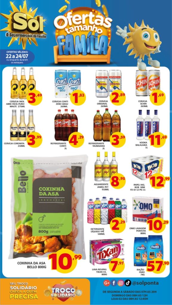 Supermercado Sol e as ofertas tamanho família