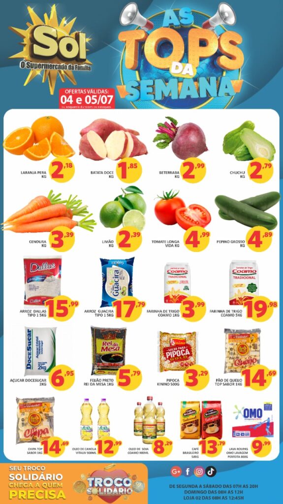 Supermercado Sol e as ofertas tops da semana