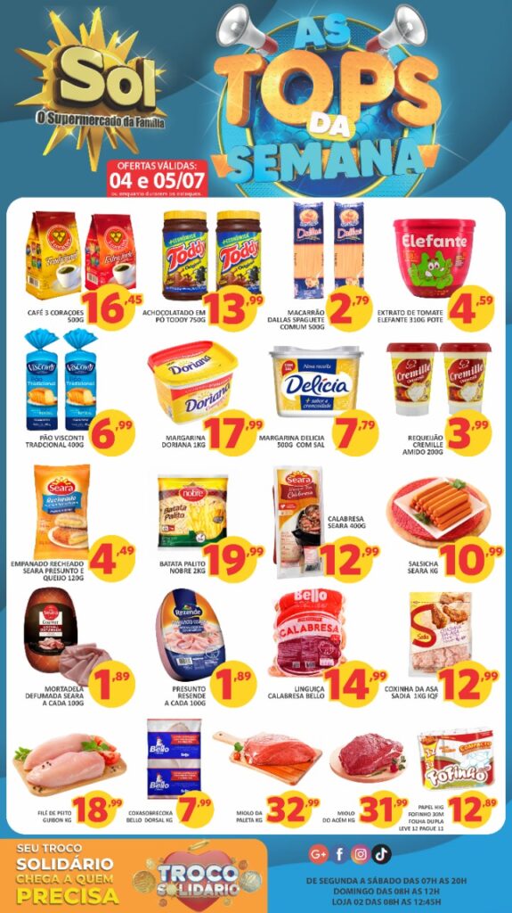 Supermercado Sol e as ofertas tops da semana
