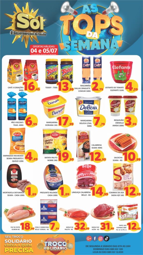 Supermercado Sol e as ofertas tops da semana