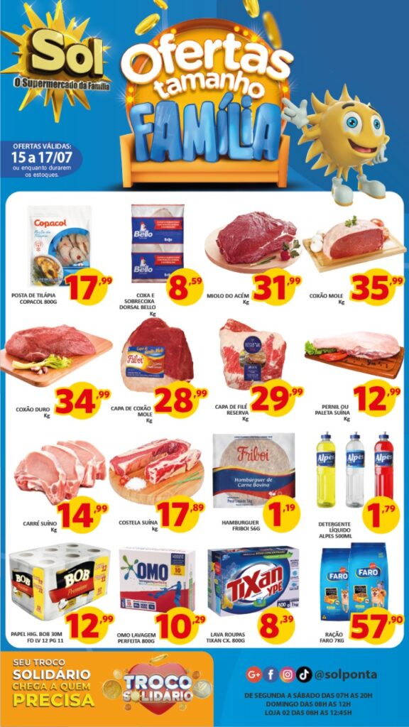Supermercado Sol e as ofertas tamanho família