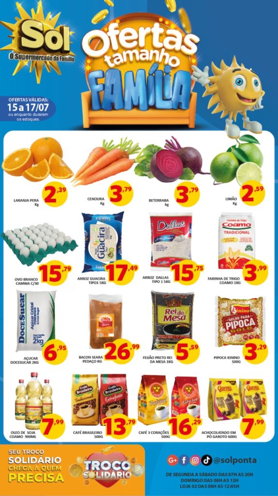Supermercado Sol e as ofertas tamanho família