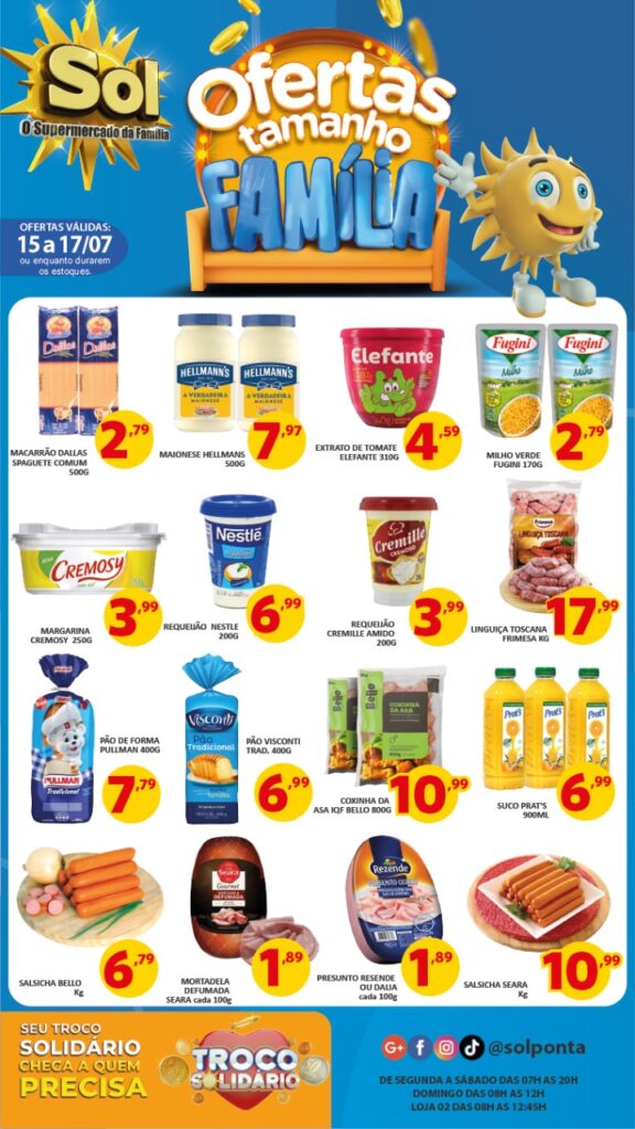 Supermercado Sol e as ofertas tamanho família