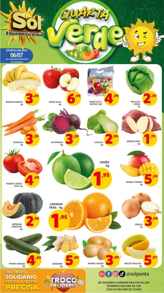 Supermercado Sol e as ofertas da quarta verde Supermercado Sol e as ofertas da quarta verde