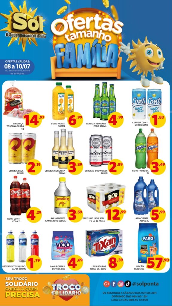 Supermecado Sol e as ofertas tamanho família