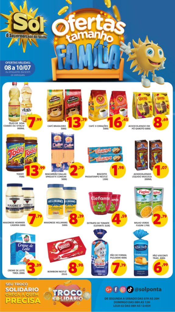 Supermecado Sol e as ofertas tamanho família