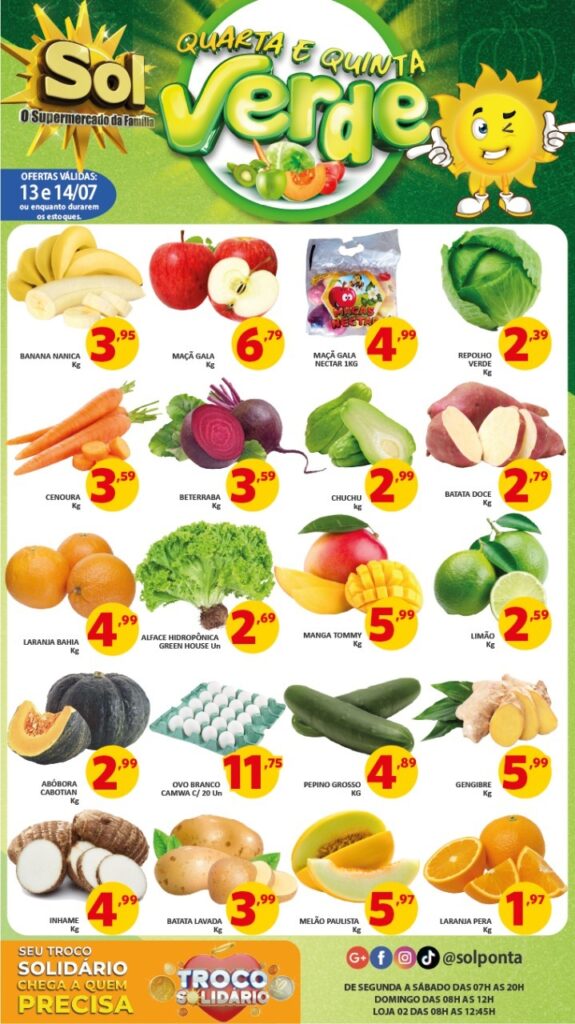 Supermercado Sol e as ofertas da quinta verde Supermercado Sol e as ofertas da quinta verde