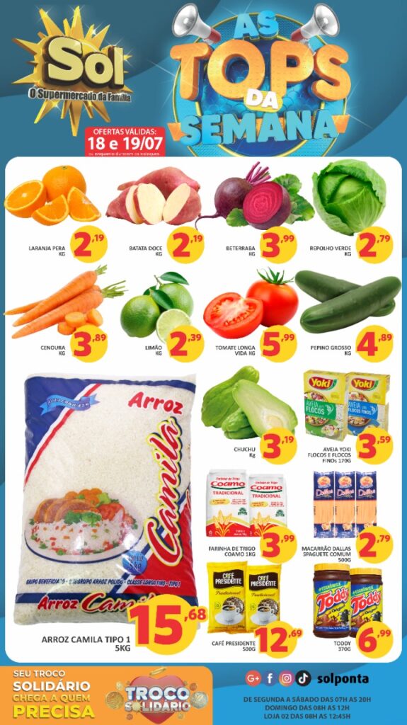 Supermercado Sol e as ofertas tops da semana