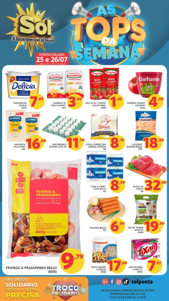Supermercado Sol e as ofertas Top da semana