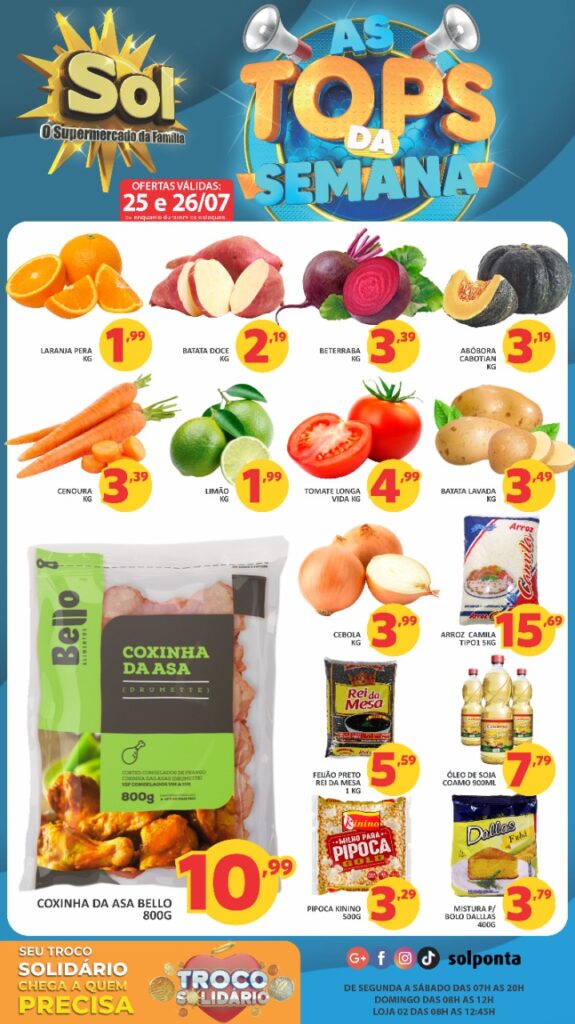 Supermercado Sol e as ofertas Top da semana