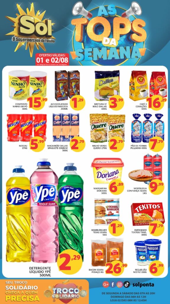 Supermercado Sol e as ofertas tops da semana