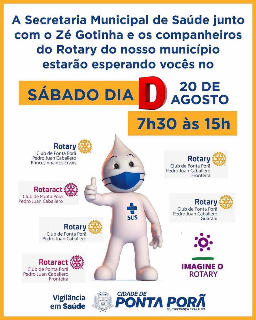 Sábado é Dia D de vacinação contra pólio e multivacinação em Ponta Porã