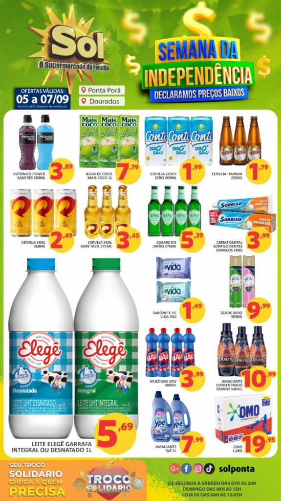 Supermercado Sol e as ofertas da semana da independência Supermercado Sol e as ofertas da semana da independência