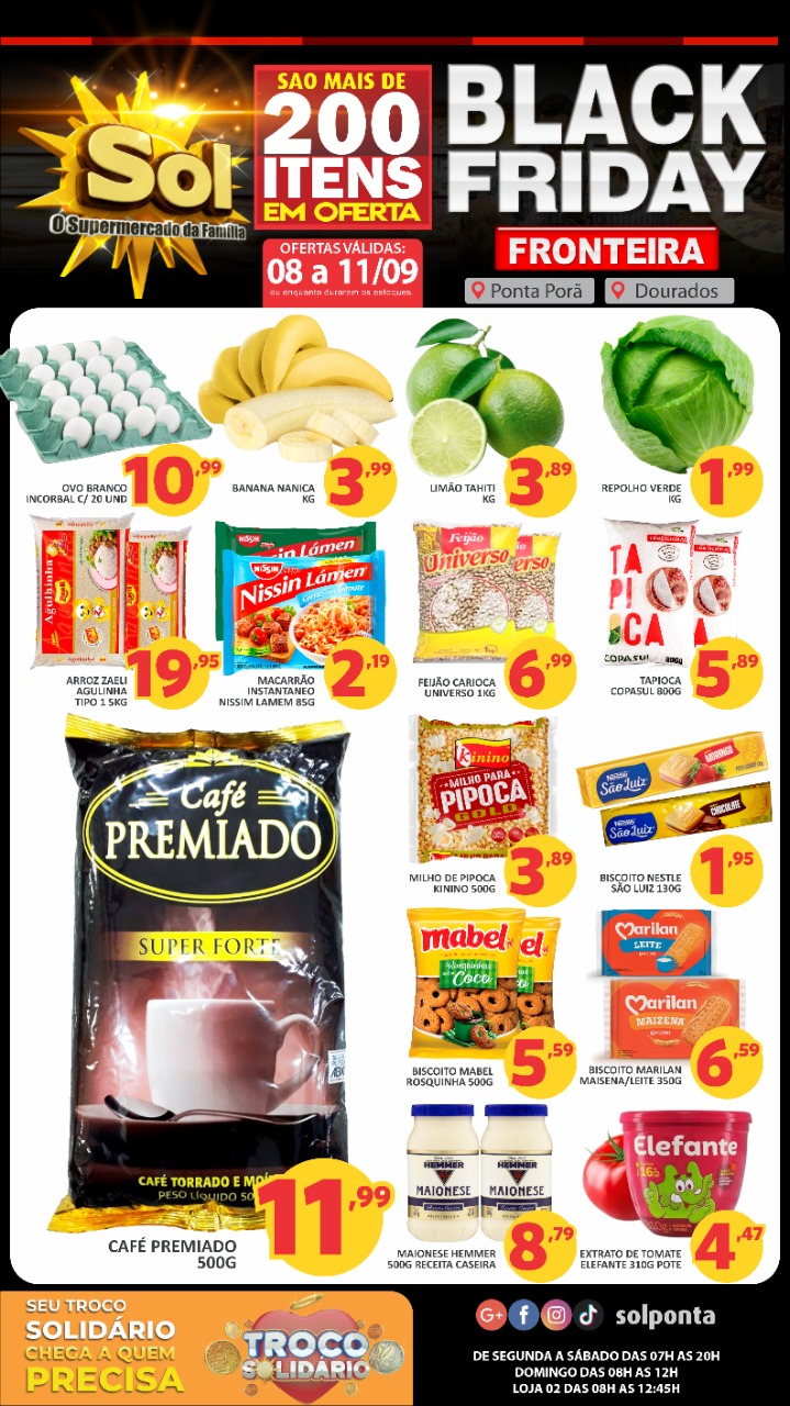 Confira as ofertas Black Friday do Supermercado Sol