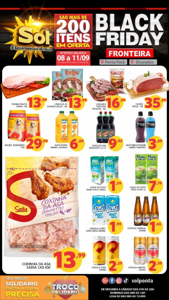 Confira as ofertas Black Friday do Supermercado Sol