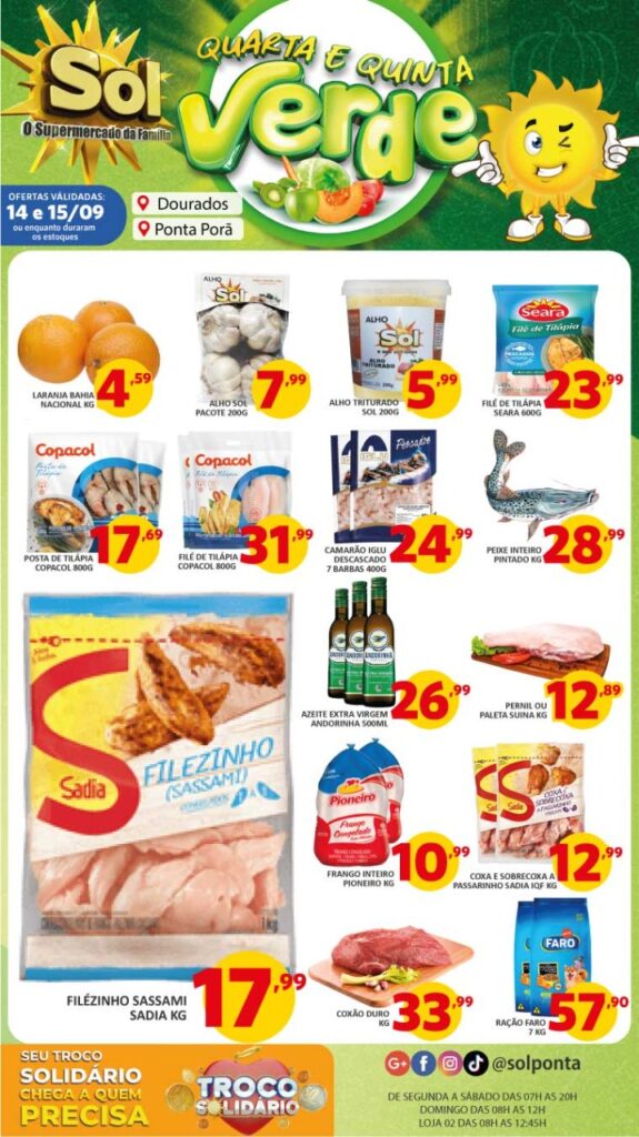 Supermercado Sol e as ofertas da quarta e quinta verde
