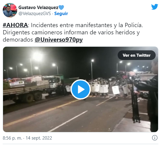 Graves incidentes entre camioneros y policías en Arroyos y Esteros Graves incidentes entre camioneros y policías en Arroyos y Esteros