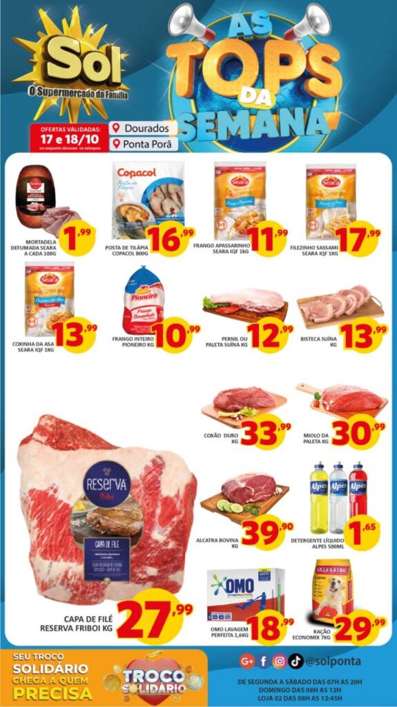 Supermercado Sol e as ofertas tops da semana