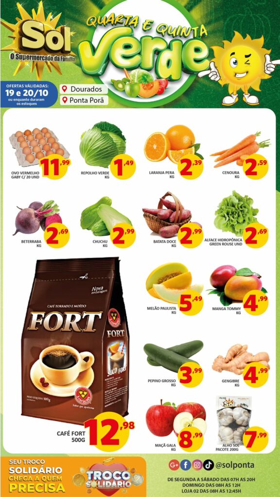 Supermercado Sol e as ofertas quinta verde
