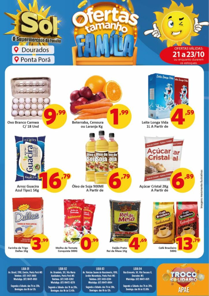 Confira as ofertas tamanho família do Supermercado Sol