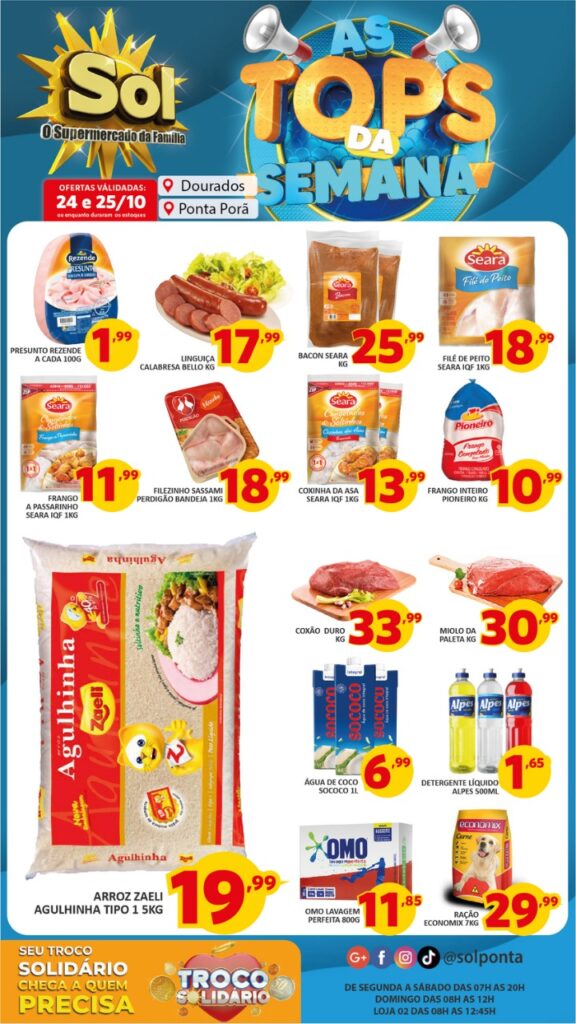 Supermercado Sol e as ofertas tops da semana
