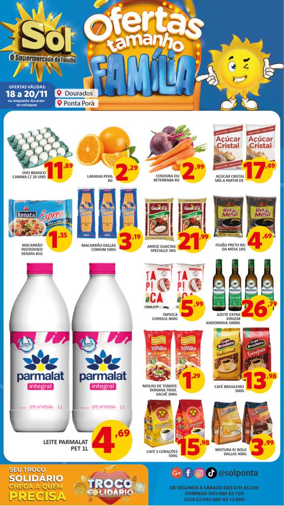Confira as ofertas tamanho família no Supermercado Sol
