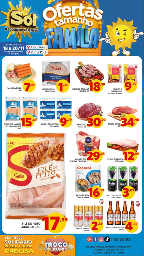 Confira as ofertas tamanho família no Supermercado Sol
