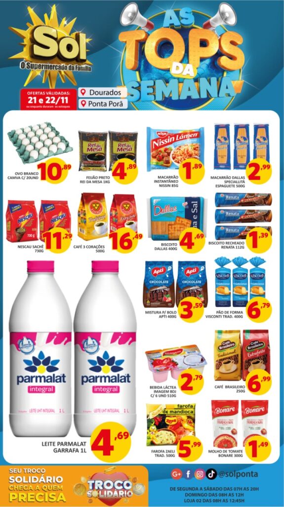 Supermercado Sol e as ofertas tamanho família