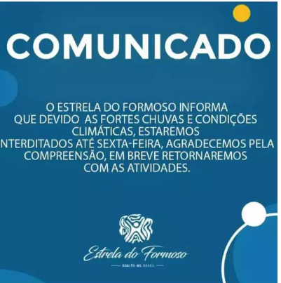Fortes chuvas fecham atração turística em Bonito Fortes chuvas fecham atração turística em Bonito