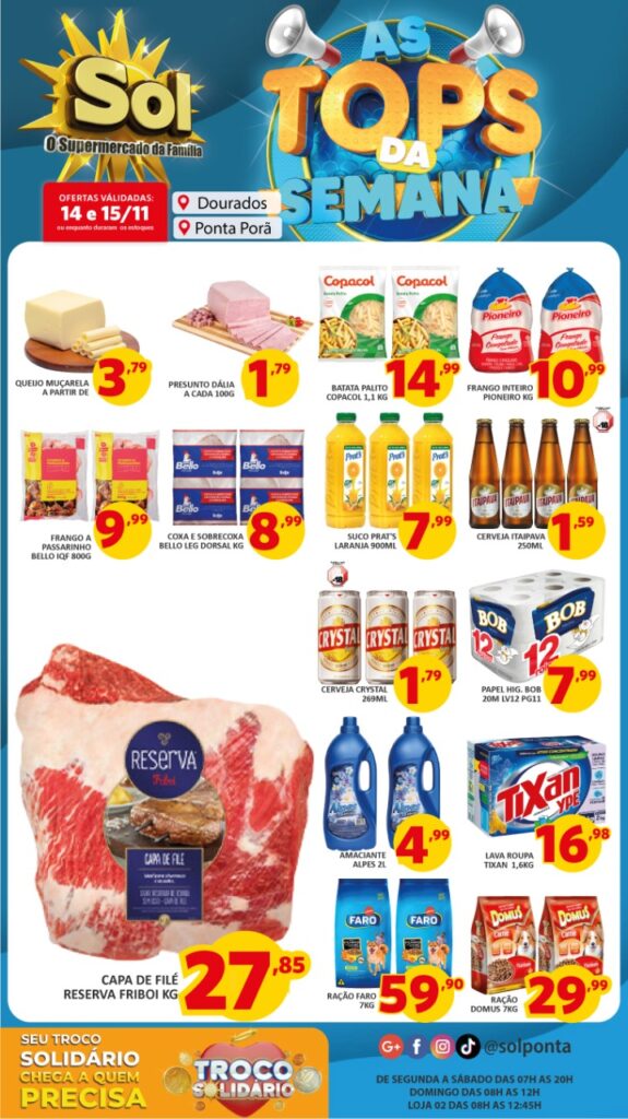 Supermercado Sol e as ofertas tops da semana