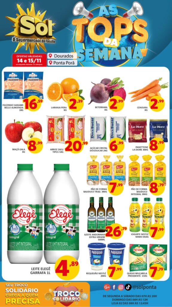 Supermercado Sol e as ofertas tops da semana