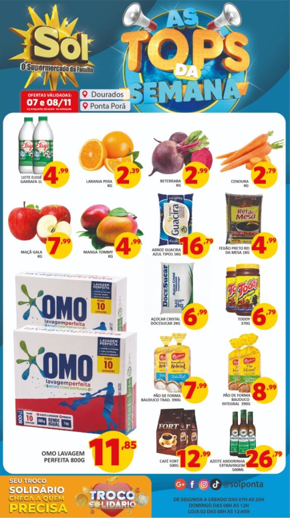 Supermercado Sol e as ofertas Tops da semana